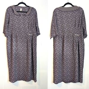 Garb Textured Collared Midi Dress Size L Lagenlook Art to Wear